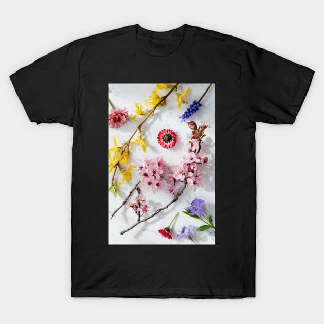 colorful flowers and plants pink & rose yellow blue purple T-Shirt by NaniMc